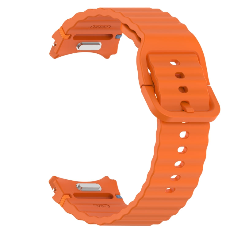 For Samsung Galaxy Watch 4 Classic 42mm Wavy Grain Stitched Quick Release Silicone Watch Band(Orange) by bashfashion