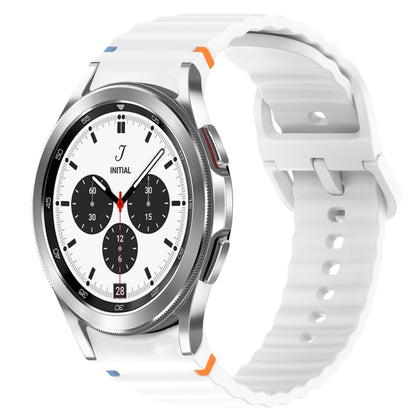For Samsung Galaxy Watch 4 Classic 42mm Wavy Grain Stitched Quick Release Silicone Watch Band(White) by bashfashion