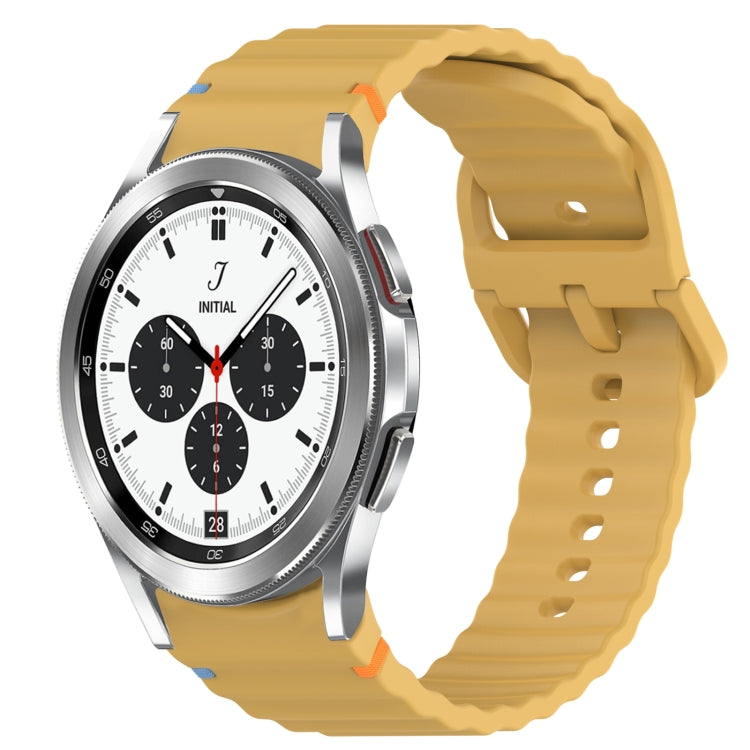 For Samsung Galaxy Watch 4 Classic 42mm Wavy Grain Stitched Quick Release Silicone Watch Band(Yellow) by bashfashion