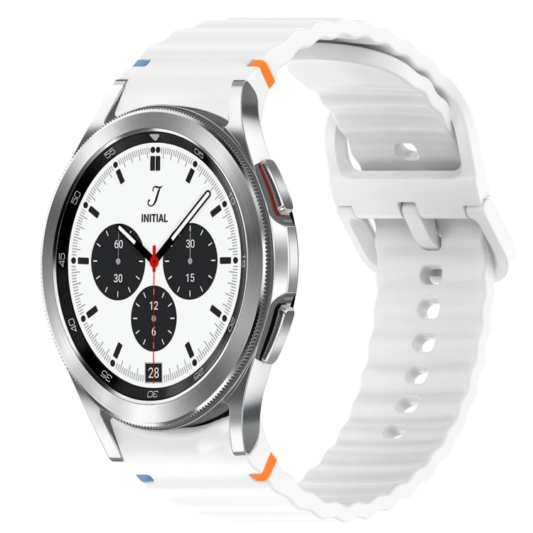 For Samsung Galaxy Watch 4 Classic 46mm Wavy Grain Stitched Quick Release Silicone Watch Band(White) by bashfashion