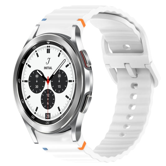 For Samsung Galaxy Watch 4 Classic 46mm Wavy Grain Stitched Quick Release Silicone Watch Band(White) by bashfashion