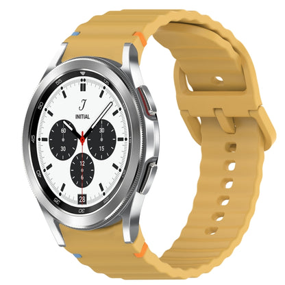 For Samsung Galaxy Watch 4 Classic 46mm Wavy Grain Stitched Quick Release Silicone Watch Band(Yellow) by bashfashion