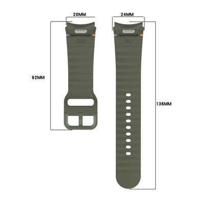 For Samsung Galaxy Watch FE 40mm Wavy Grain Stitched Quick Release Silicone Watch Band(Army Green) by bashfashion