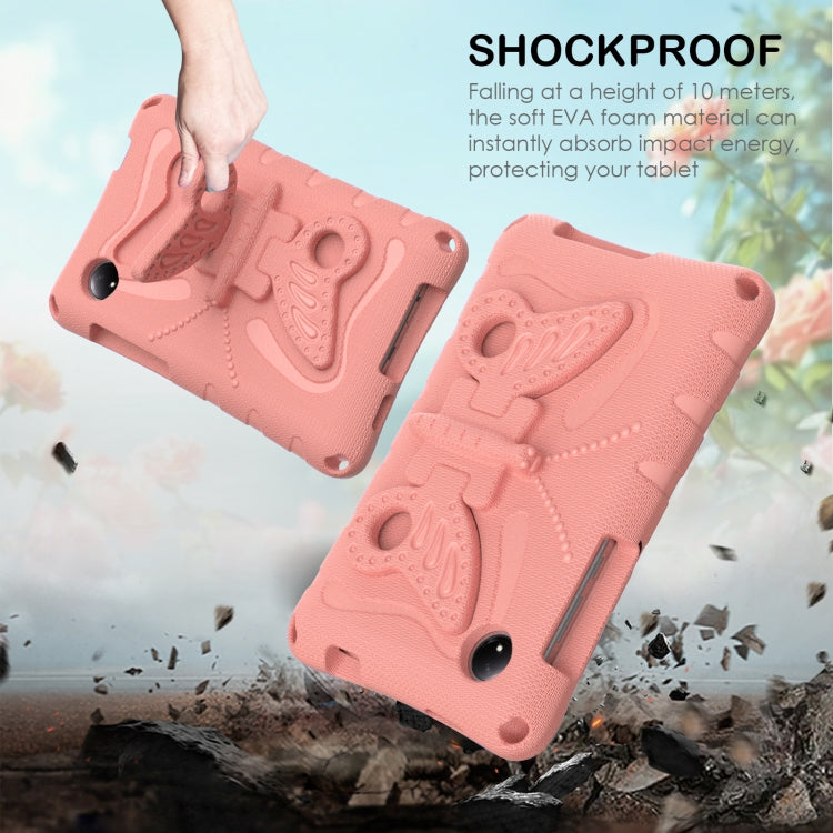 For Xiaomi Redmi Pad SE 8.7 2024 Butterfly Bracket EVA Shockproof Tablet Case(Pink Orange) by bashfashion