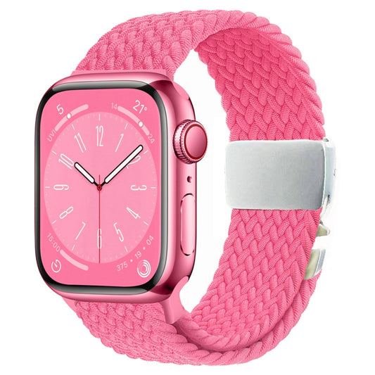 For Apple Watch 46mm / 49mm / 45mm / 44mm Metal Buckle Nylon Braided Watch Band(Orange Pink) by bashfashion