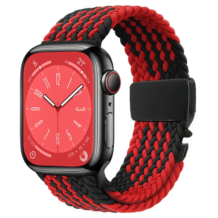 For Apple Watch 46mm / 49mm / 45mm / 44mm Metal Buckle Nylon Braided Watch Band(Z Black Red) by bashfashion