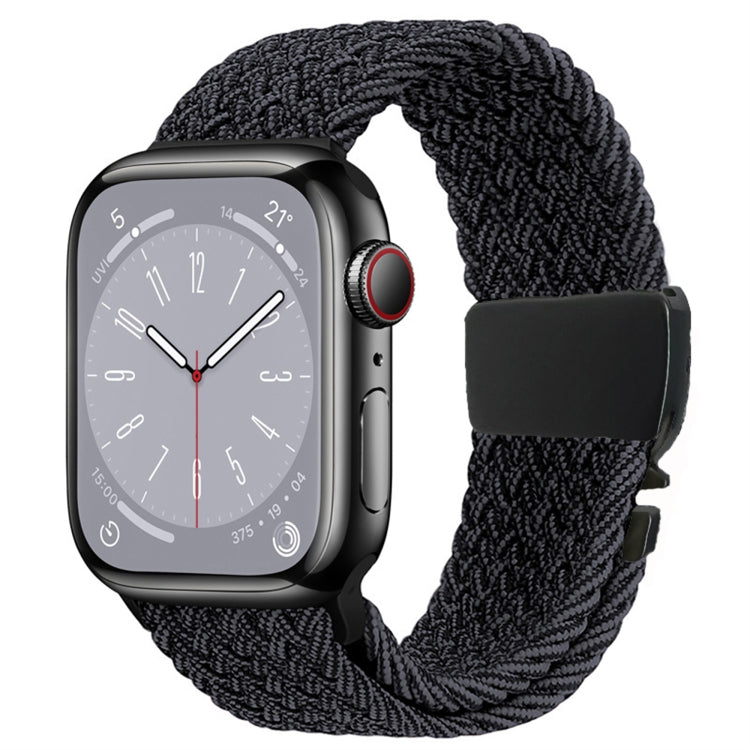For Apple Watch 46mm / 49mm / 45mm / 44mm Metal Buckle Nylon Braided Watch Band(Graphite) by bashfashion