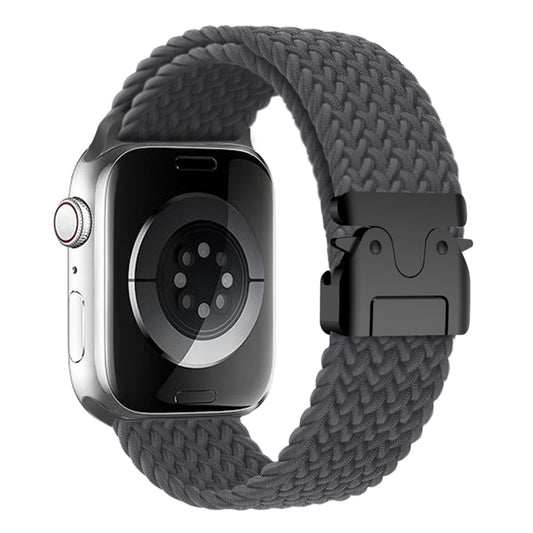 For Apple Watch 46mm / 49mm / 45mm / 44mm Metal Buckle Nylon Braided Watch Band(Gray) by bashfashion