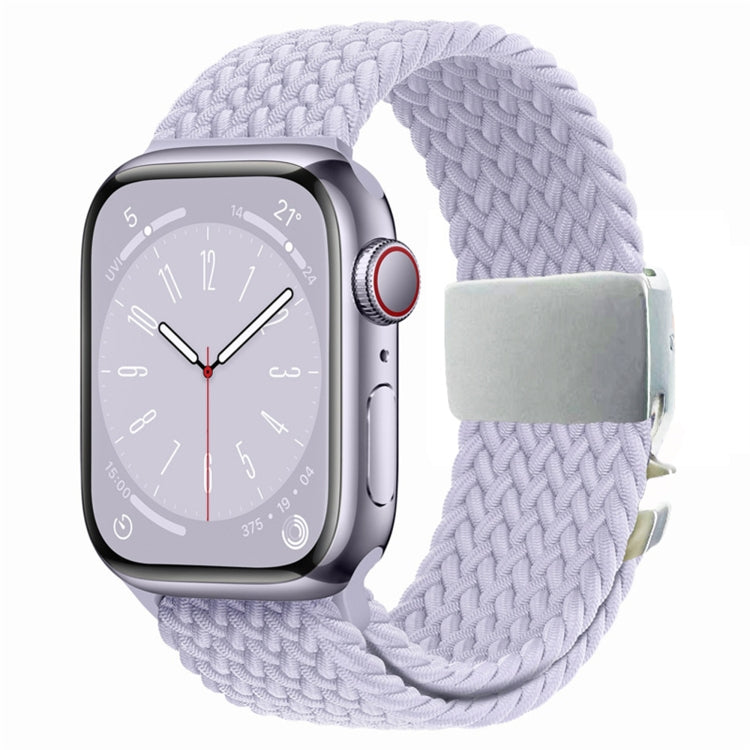 For Apple Watch 42mm / 9 41mm / 40mm / 38mm Metal Buckle Nylon Braided Watch Band(Purple) by bashfashion