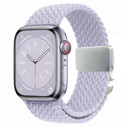 For Apple Watch 42mm / 9 41mm / 40mm / 38mm Metal Buckle Nylon Braided Watch Band(Purple) by bashfashion