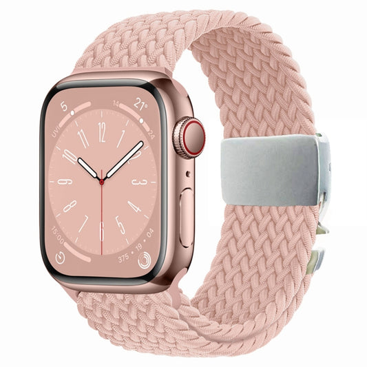 For Apple Watch 42mm / 9 41mm / 40mm / 38mm Metal Buckle Nylon Braided Watch Band(Pink) by bashfashion