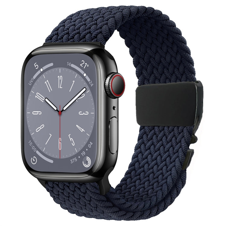 For Apple Watch 42mm / 9 41mm / 40mm / 38mm Metal Buckle Nylon Braided Watch Band(Charcoal) by bashfashion