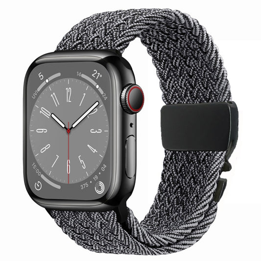 For Apple Watch 42mm / 9 41mm / 40mm / 38mm Metal Buckle Nylon Braided Watch Band(Calx) by bashfashion