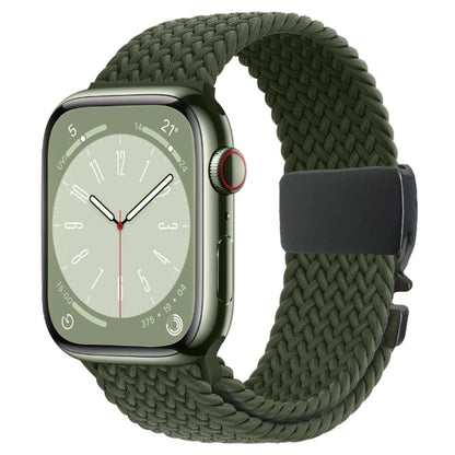 For Apple Watch 42mm / 9 41mm / 40mm / 38mm Metal Buckle Nylon Braided Watch Band(Alfalfa Grass) by bashfashion