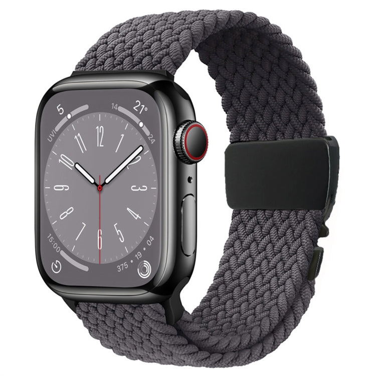 For Apple Watch 42mm / 9 41mm / 40mm / 38mm Metal Buckle Nylon Braided Watch Band(Gray) by bashfashion