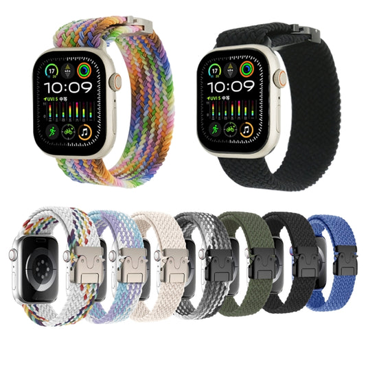 For Apple Watch 42mm / 9 41mm / 40mm / 38mm Metal Buckle Nylon Braided Watch Band(Taupe) by bashfashion