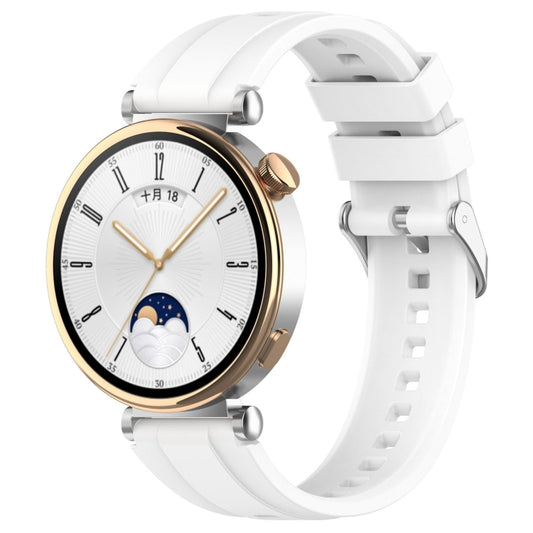 For Huawei Watch GT 5 41mm Silver Buckle Quick Release Silicone Watch Band(White) by bashfashion