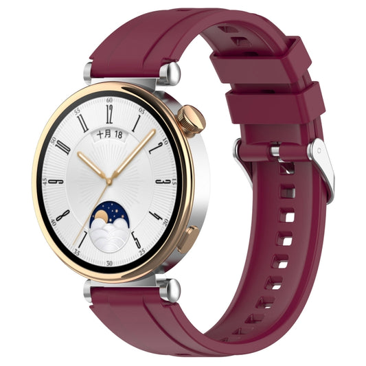 For Huawei Watch GT 5 41mm Silver Buckle Quick Release Silicone Watch Band(Wine Red) by bashfashion
