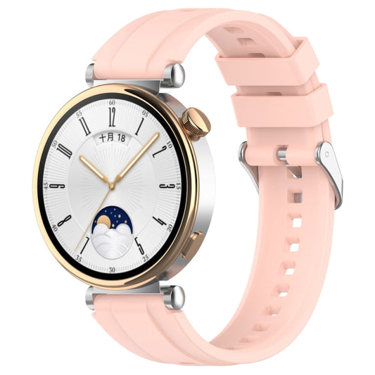 For Huawei Watch GT 5 41mm Silver Buckle Quick Release Silicone Watch Band(Light Pink) by bashfashion
