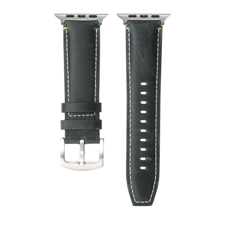 Stitched Genuine Leather Watch Band For Apple Watch 42mm / 41mm / 40mm / 38mm(Frosted Green) by bashfashion