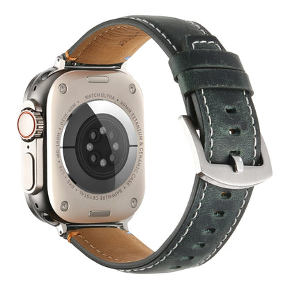 Stitched Genuine Leather Watch Band For Apple Watch 42mm / 41mm / 40mm / 38mm(Frosted Green) by bashfashion