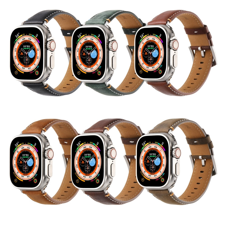 Stitched Genuine Leather Watch Band For Apple Watch 42mm / 41mm / 40mm / 38mm(Frosted Brown) by bashfashion
