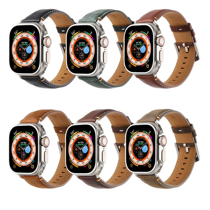 Stitched Genuine Leather Watch Band For Apple Watch 42mm / 41mm / 40mm / 38mm(Frosted Brown) by bashfashion