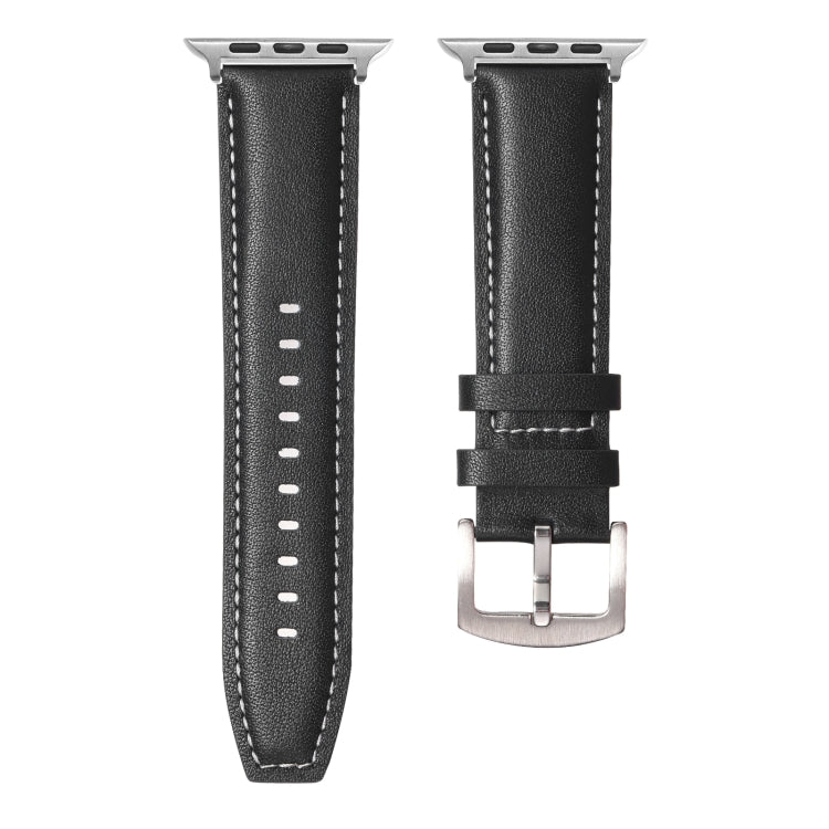 Plain Genuine Leather Watch Band For Apple Watch 46mm / 49mm / 45mm / 44mm(Black) by bashfashion