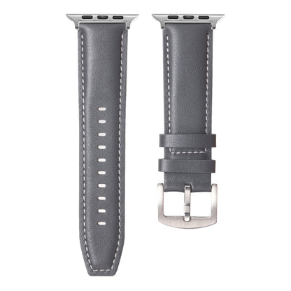 Plain Genuine Leather Watch Band For Apple Watch 46mm / 49mm / 45mm / 44mm(Gray) by bashfashion