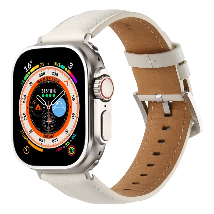 Plain Genuine Leather Watch Band For Apple Watch 42mm / 41mm / 40mm / 38mm(White) by bashfashion