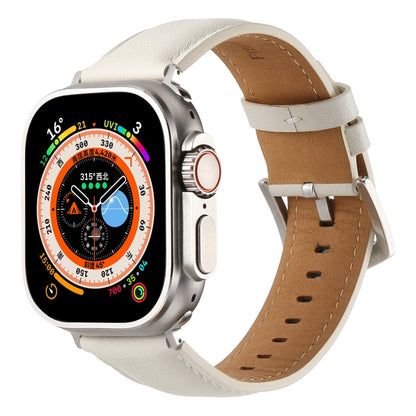 Plain Genuine Leather Watch Band For Apple Watch 42mm / 41mm / 40mm / 38mm(White) by bashfashion