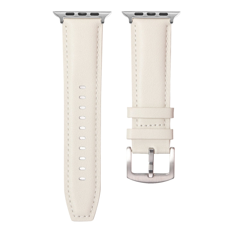 Plain Genuine Leather Watch Band For Apple Watch 42mm / 41mm / 40mm / 38mm(White) by bashfashion