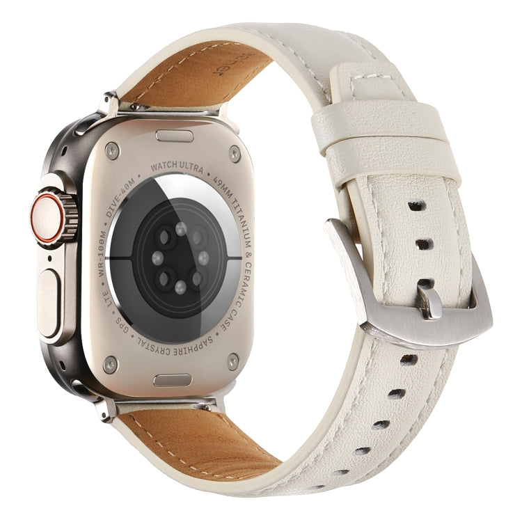 Plain Genuine Leather Watch Band For Apple Watch 42mm / 41mm / 40mm / 38mm(White) by bashfashion