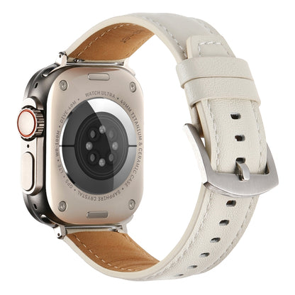 Plain Genuine Leather Watch Band For Apple Watch 42mm / 41mm / 40mm / 38mm(White) by bashfashion