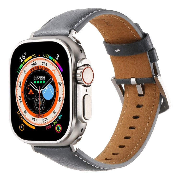 Plain Genuine Leather Watch Band For Apple Watch 42mm / 41mm / 40mm / 38mm(Gray) by bashfashion