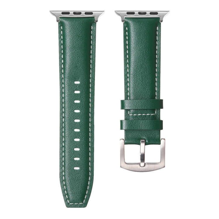 Plain Genuine Leather Watch Band For Apple Watch 42mm / 41mm / 40mm / 38mm(Green) by bashfashion
