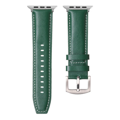 Plain Genuine Leather Watch Band For Apple Watch 42mm / 41mm / 40mm / 38mm(Green) by bashfashion