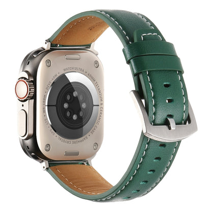 Plain Genuine Leather Watch Band For Apple Watch 42mm / 41mm / 40mm / 38mm(Green) by bashfashion