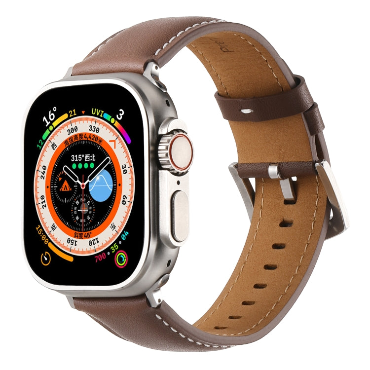 Plain Genuine Leather Watch Band For Apple Watch 42mm / 41mm / 40mm / 38mm(Dark Brown) by bashfashion