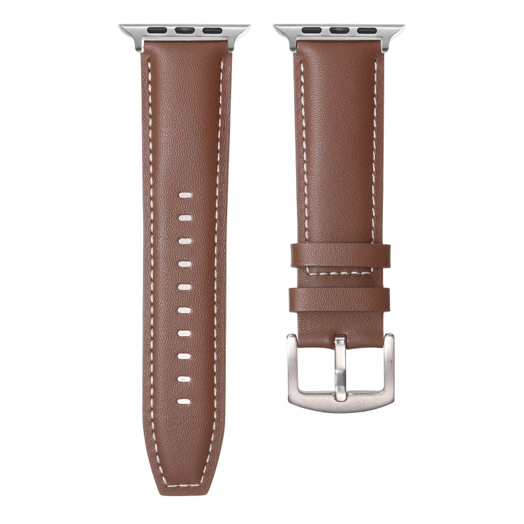 Plain Genuine Leather Watch Band For Apple Watch 42mm / 41mm / 40mm / 38mm(Dark Brown) by bashfashion