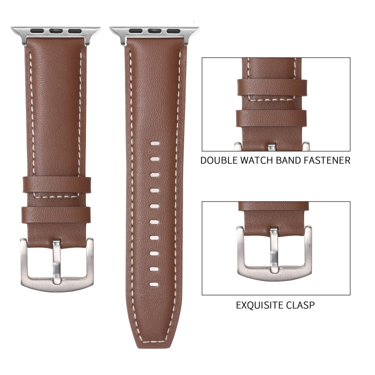 Plain Genuine Leather Watch Band For Apple Watch 46mm / 49mm / 45mm / 44mm(Black) by bashfashion
