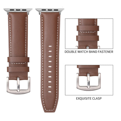 Plain Genuine Leather Watch Band For Apple Watch 42mm / 41mm / 40mm / 38mm(White) by bashfashion