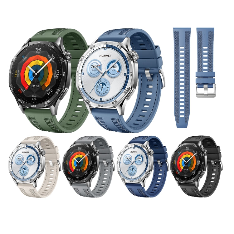 For Huawei Watch GT 5 46mm Hybrid Nylon Silicone Watch Band(Dark Blue) by bashfashion