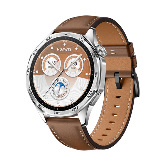 For Huawei Watch GT 5 46mm Black Buckle Genuine Leather Watch Band(Brown) by bashfashion