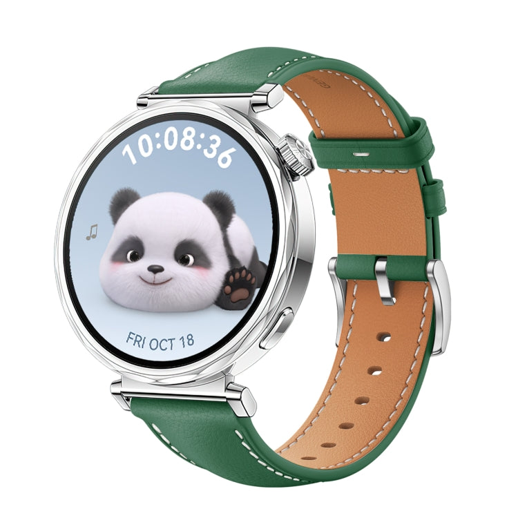 For Huawei Watch GT 5 41mm Women Silver Buckle Genuine Leather Watch Band(Green) by bashfashion