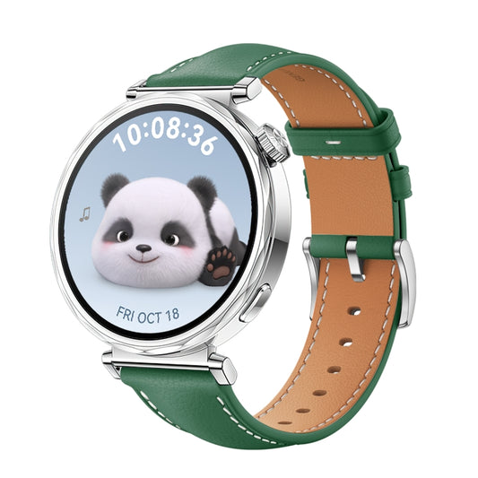 For Huawei Watch GT 5 41mm Women Silver Buckle Genuine Leather Watch Band(Green) by bashfashion