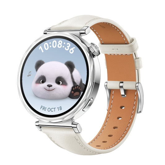 For Huawei Watch GT 5 41mm Women Silver Buckle Genuine Leather Watch Band(Creamy White) by bashfashion