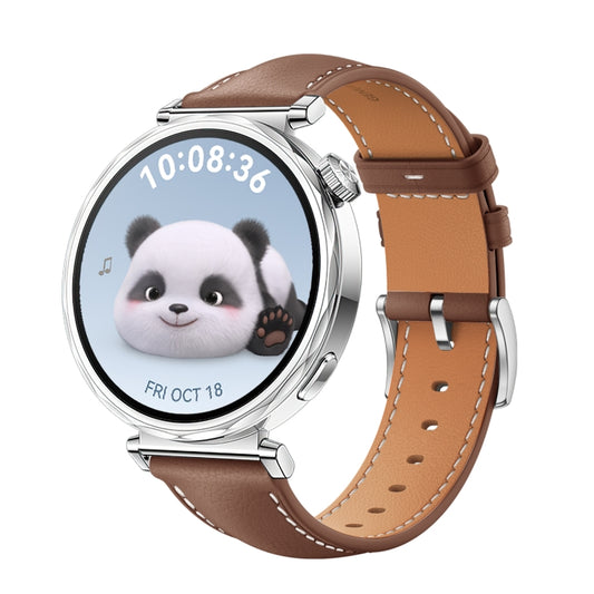 For Huawei Watch GT 5 41mm Women Silver Buckle Genuine Leather Watch Band(Brown) by bashfashion