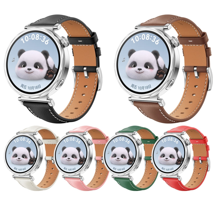 For Huawei Watch GT 5 41mm Women Silver Buckle Genuine Leather Watch Band(Brown) by bashfashion