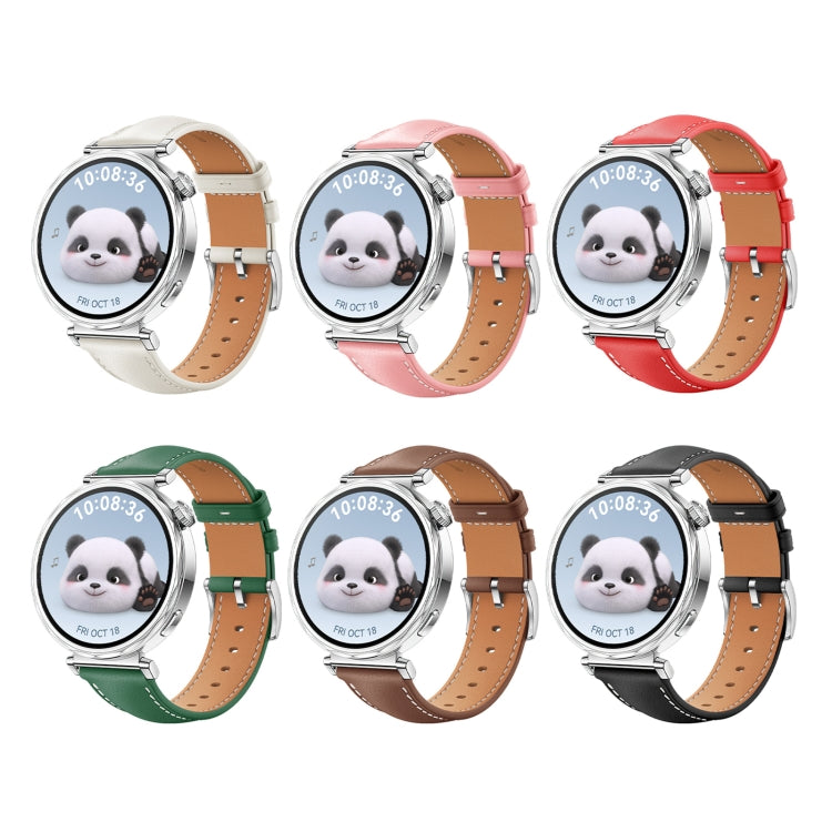 For Huawei Watch GT 5 41mm Women Silver Buckle Genuine Leather Watch Band(Black) by bashfashion